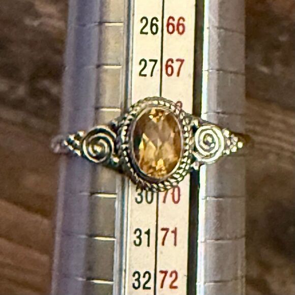 Stunning Faceted Genuine Solitaire Citrine Statement Ring 12 New - Picture 2 of 5